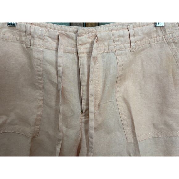 Liz Claiborne Liz Wear 100% Linen Drawstring Coral Shorts Size 14 - Picture 5 of 9